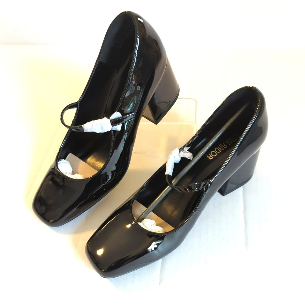 New Mary Jane Black Pumps Women 9M Square Toe Block Heels Timeless Career Trendy